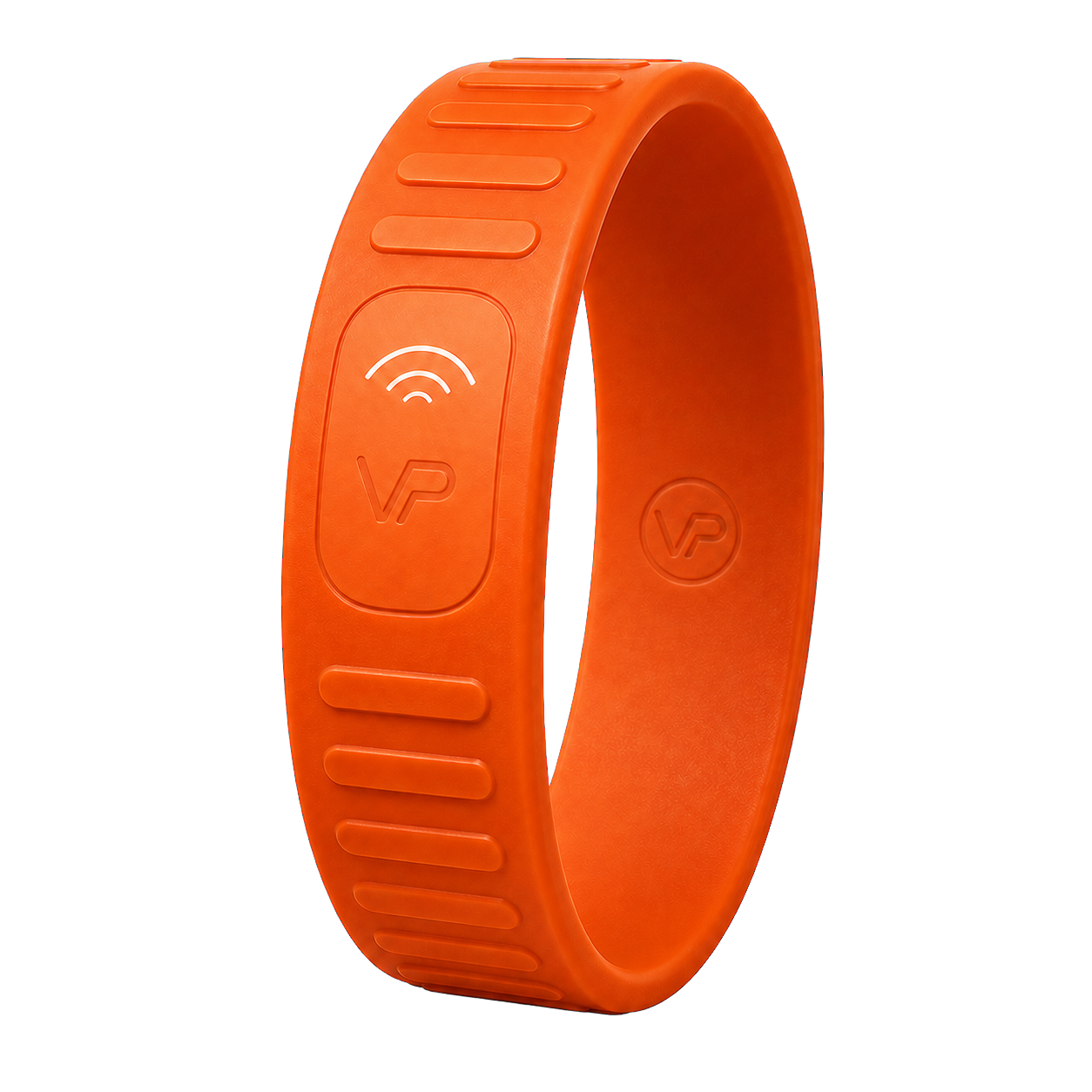 Orange VitaPing Care NFC emergency identity wristband.